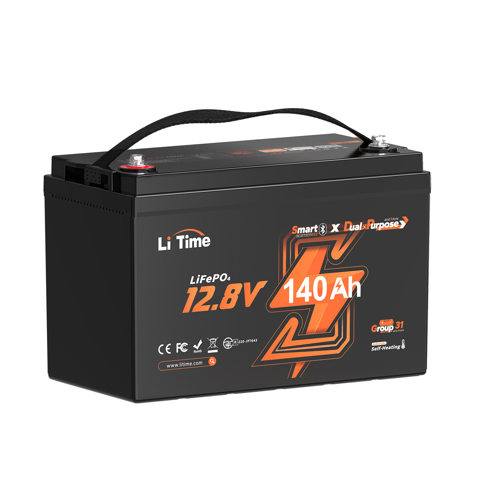 LiTime 12V 140Ah Dual Use Deep Cycle LiFePO4 Battery CCA 900 For Marine Solar