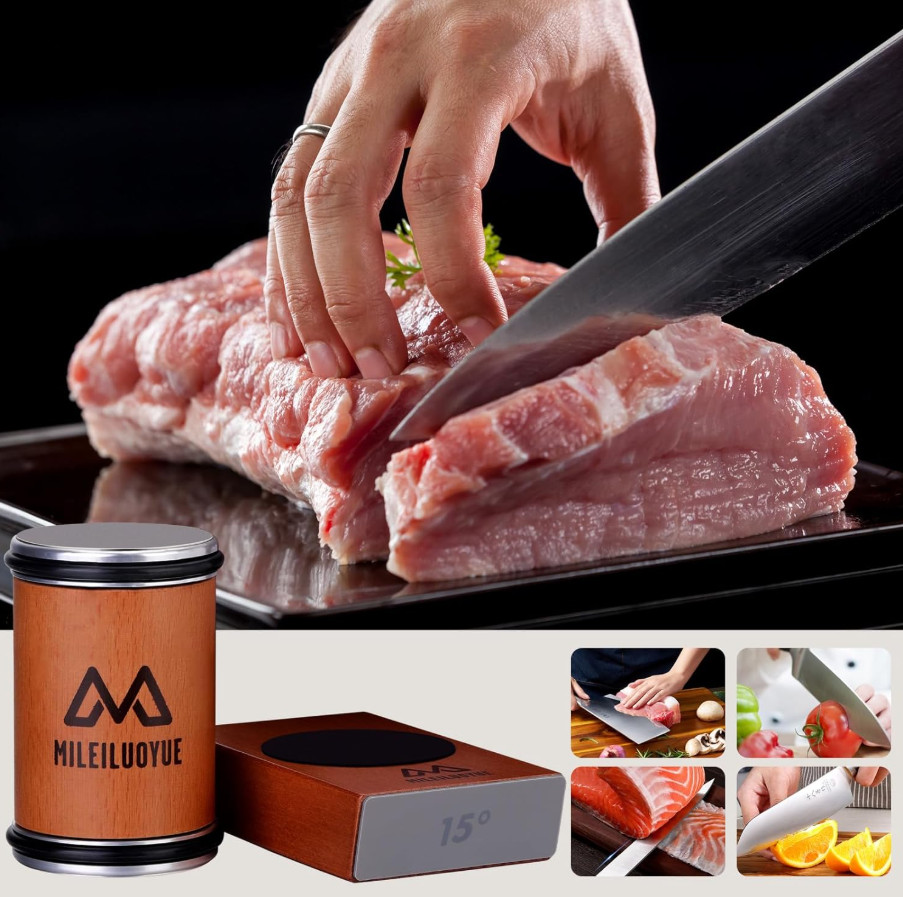 Rolling Knife Sharpener Set Diamond Ceramic Discs Professional Sharpening Kit US