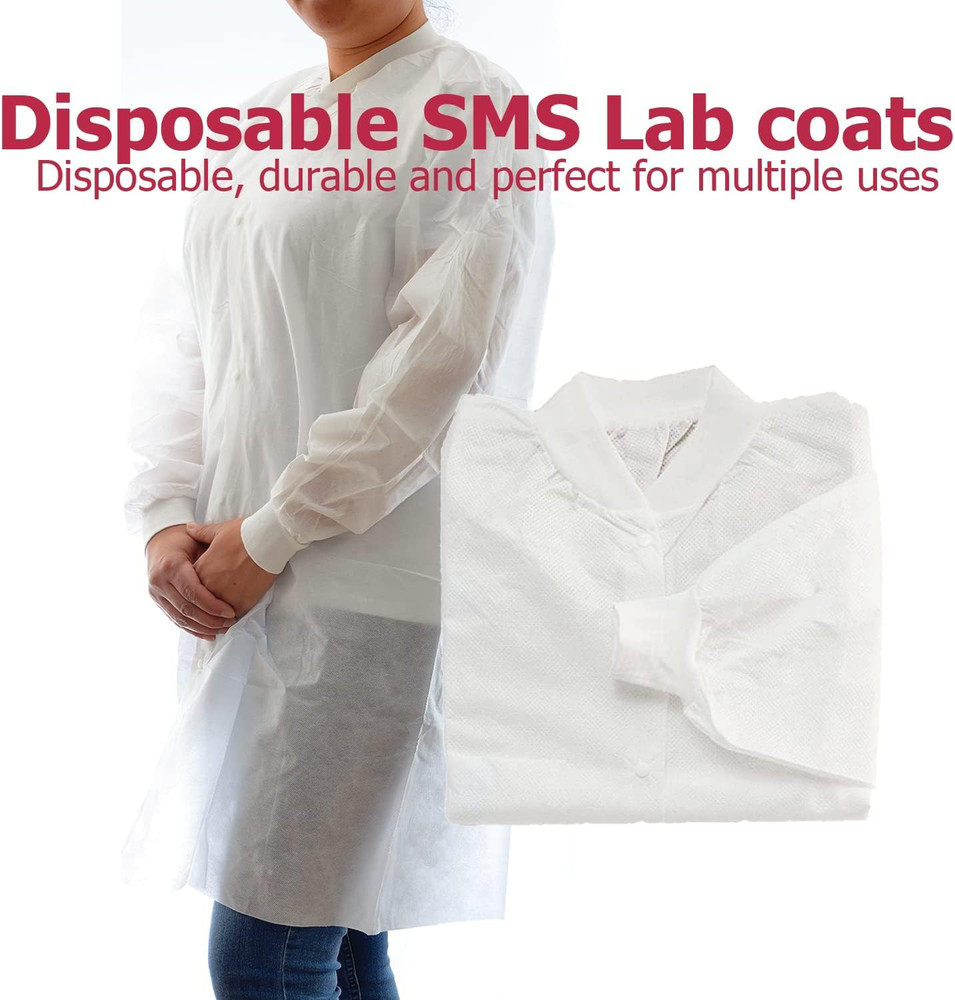 Disposable SMS Lab Coat, No Pockets, White