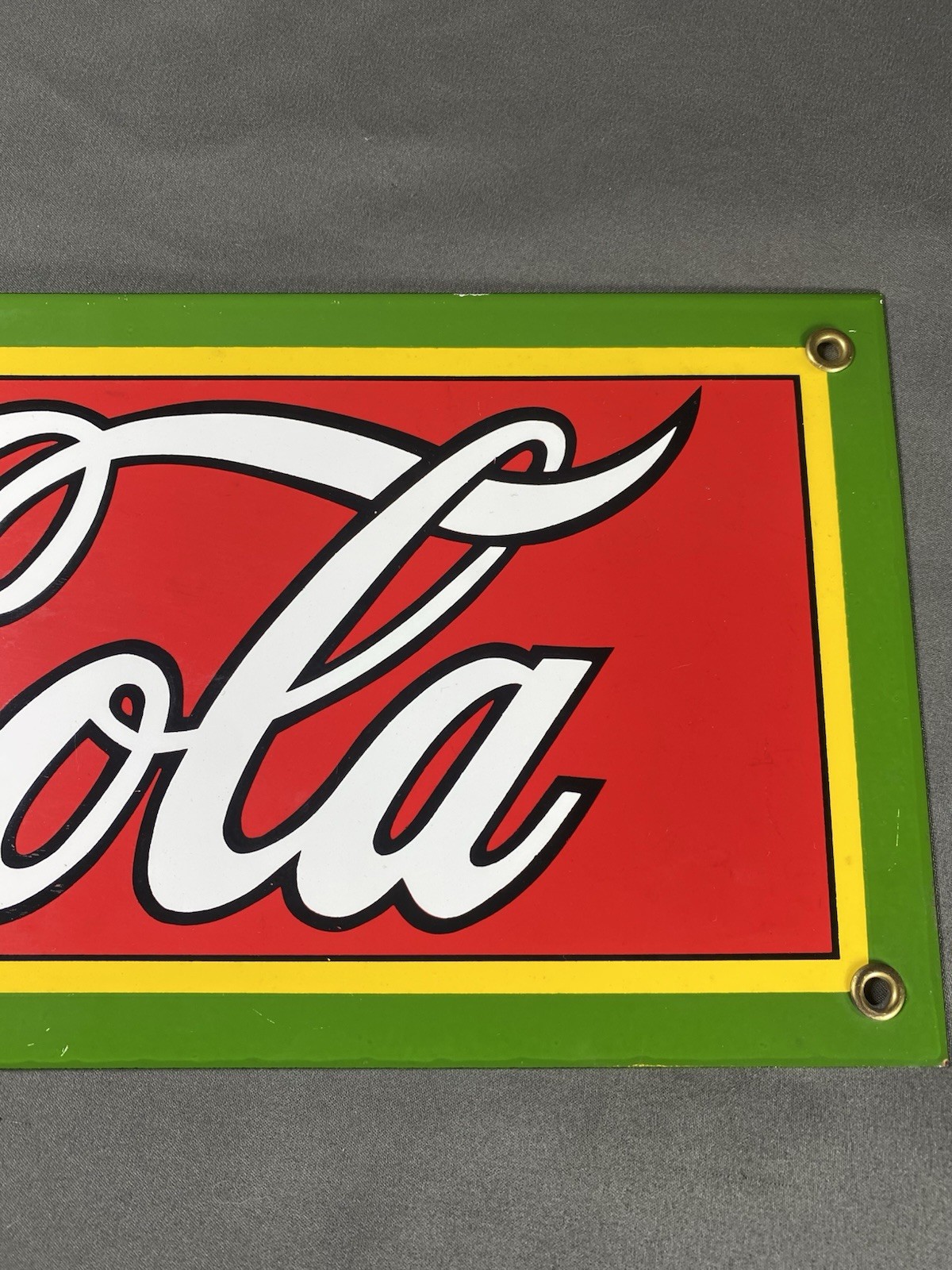 Drink Coca Cola Trade Mark Porcelain Sign 18x6”