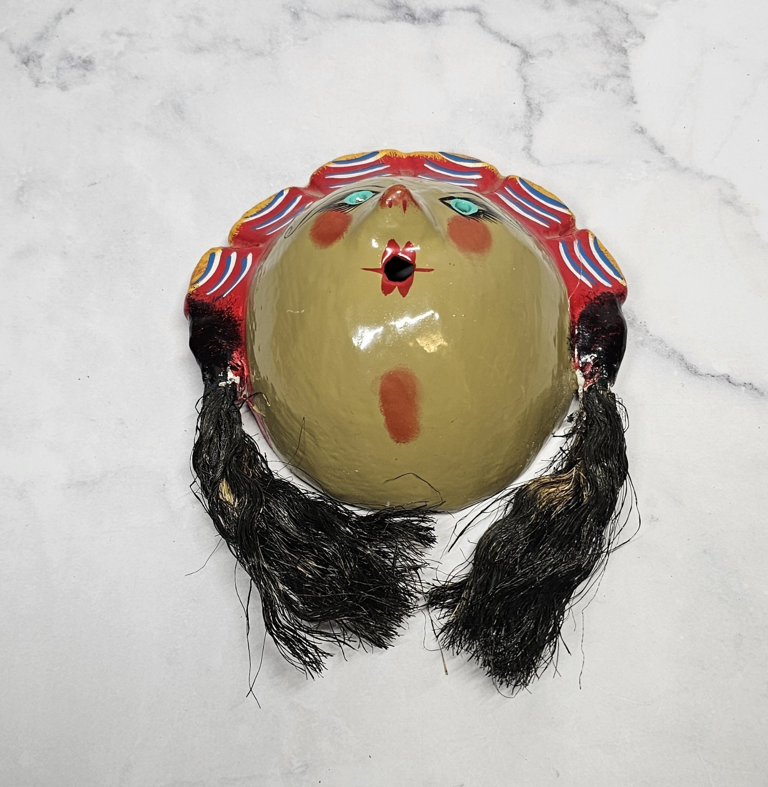 Hand Crafted Mexican Folk Art Coconut Mask