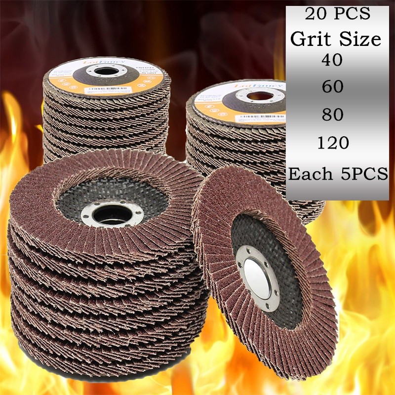 20x Flap Disc 4.5" 4-1/2 40 60 80 120 Grit Angle Grinder Sanding Grinding Wheels