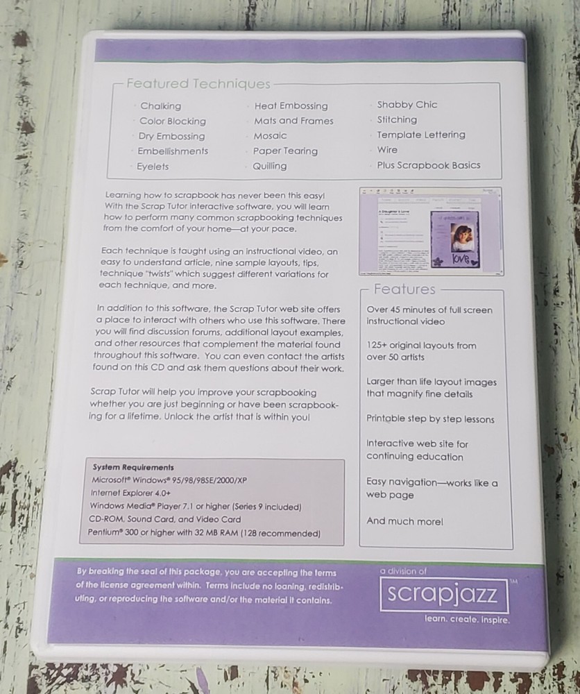 VG Scrap Tutor Volume One - Techniques PC Scrapbook Lessons CD ROM