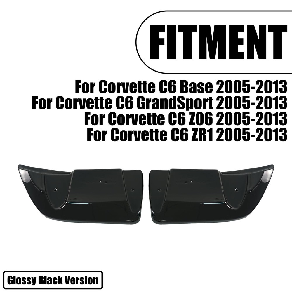2PCS Rear Bumper Diffuser for Corvette C6 2005-2013 ABS Glossy Black