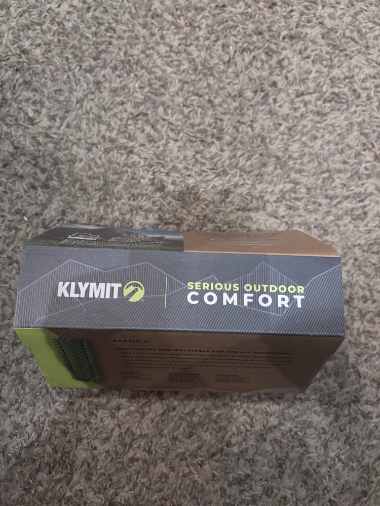 Klymit Static V Ultralight Inflatable Sleeping Pad Single Green V-Chamber