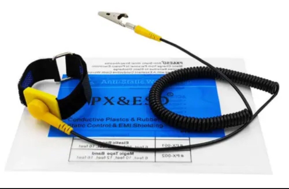 2 Pack Anti-Static Adjustable Grounding Wrist Strap Components Black,Yellow