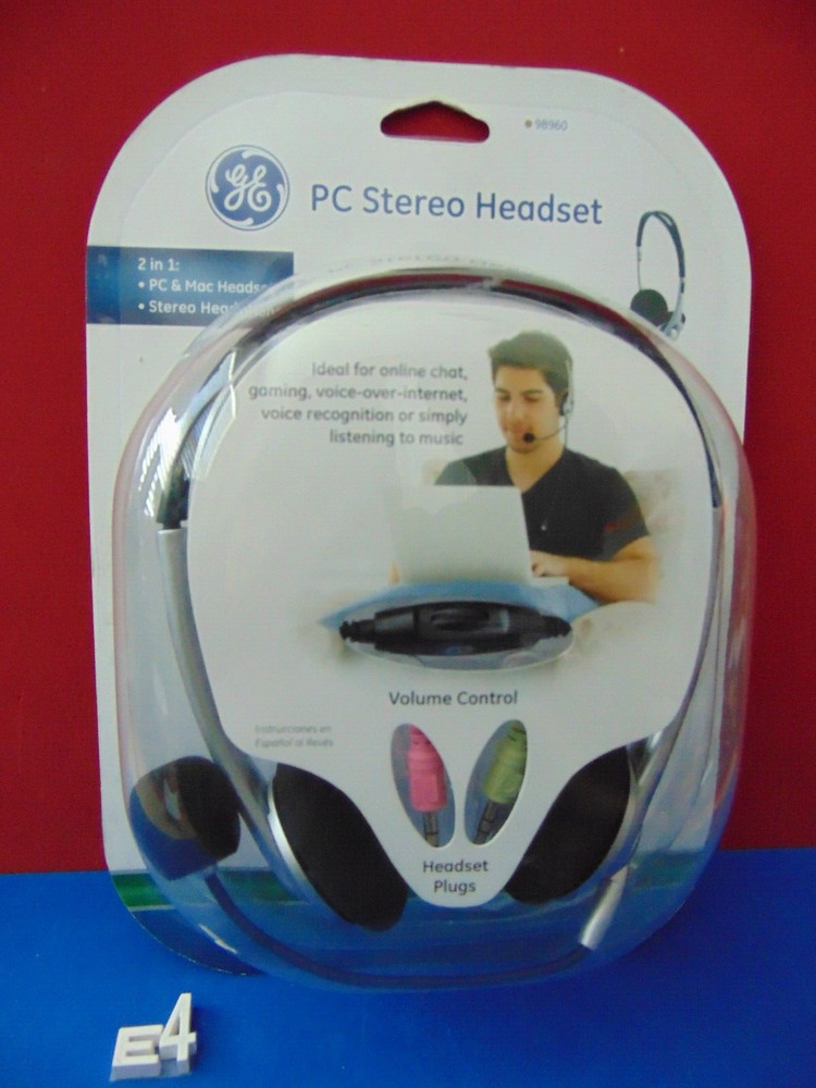 GE 98960 PC Stereo Headset with Volume Control New & Sealed