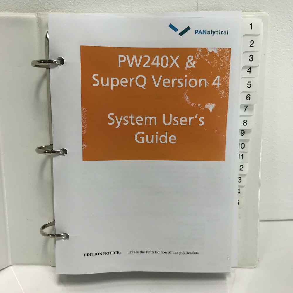 Panalytical PW2400 PW2404 Spectrometer & SuperQ Version 4 System User's Guide