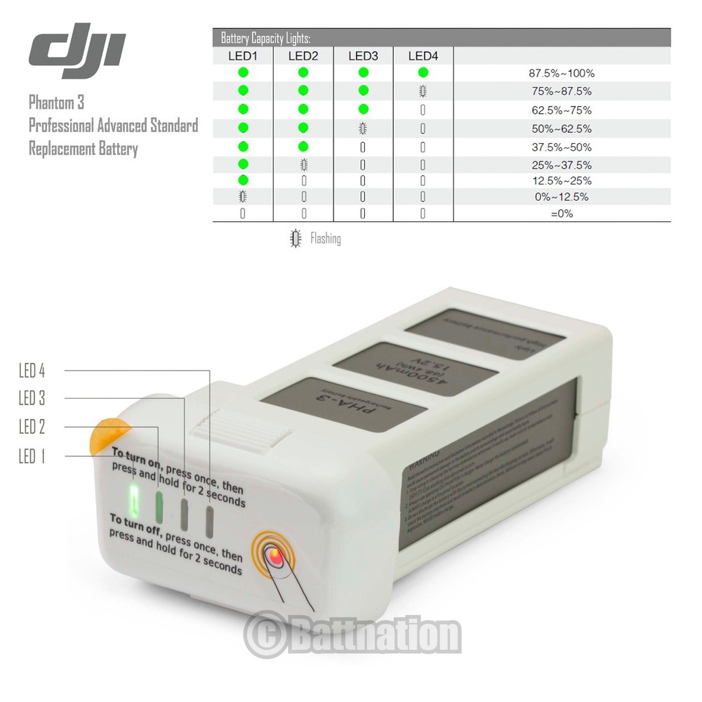 DJI Phantom3 Professional Advanced 4500mAh Intelligent LiPo Replacement Battery