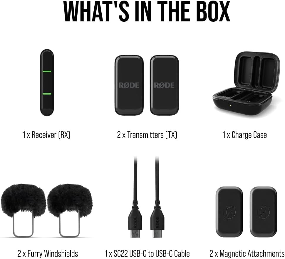 Wireless Micro - Compact Wireless Microphone, Two Mics with Charge Case for Smar