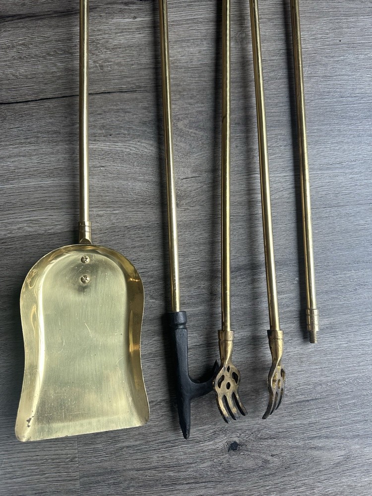 Brass Gold Duck Head Handle Fireplace Tool Set