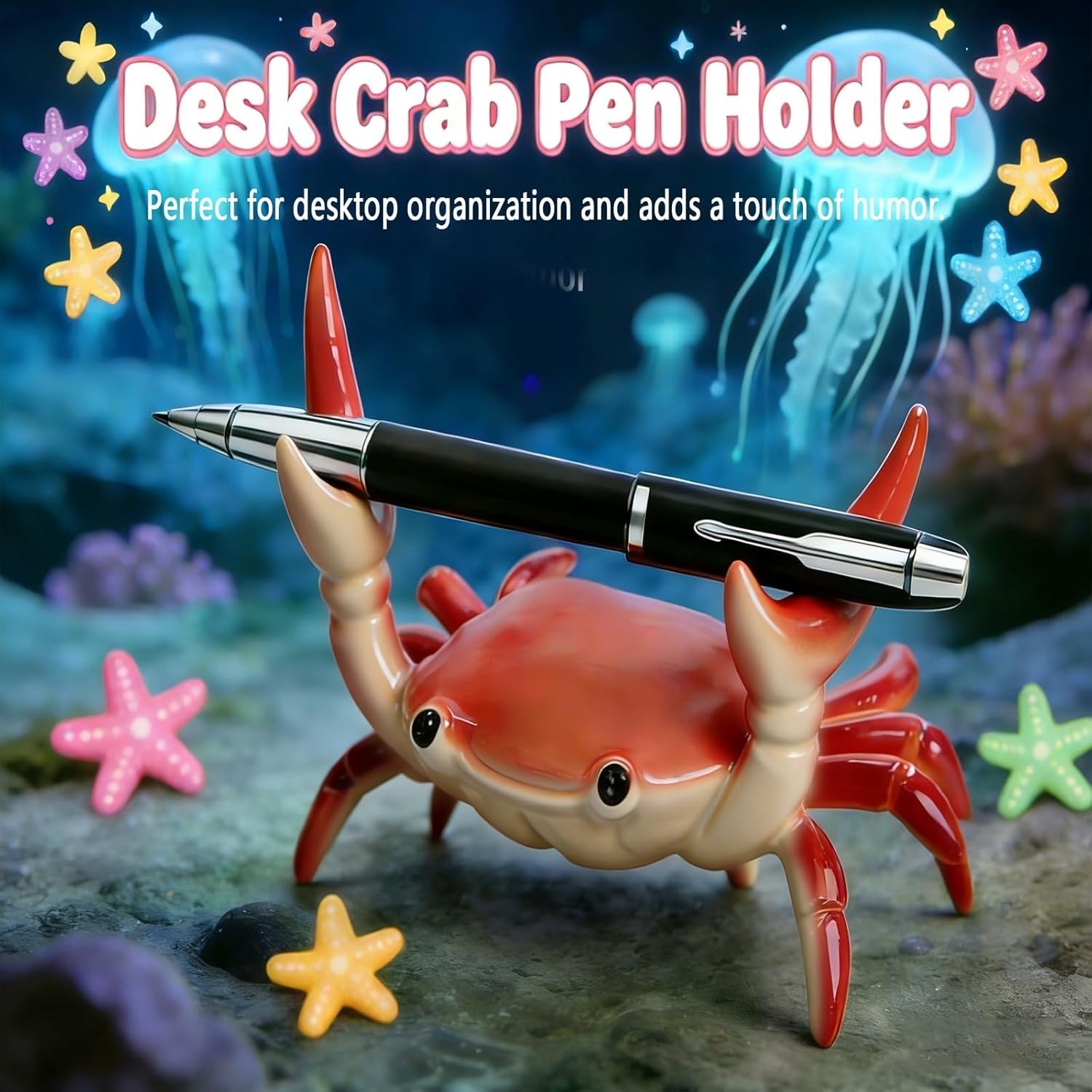 4PCS Whimsical Crab Pen Holders - Cute Desk Organizers for Creative Spaces