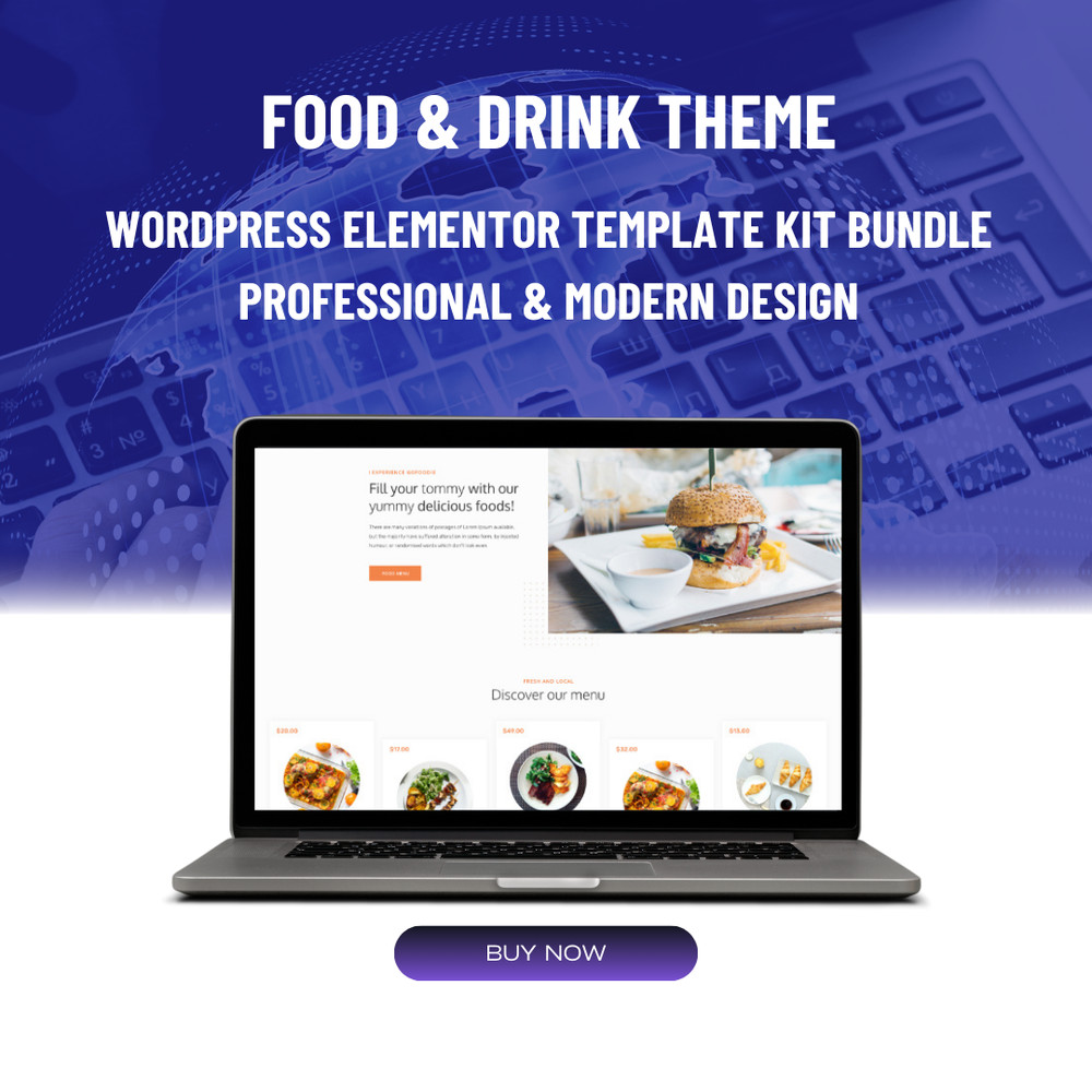 Premium Wordpress Elementor Template Kit Bundle | Food & Drink theme