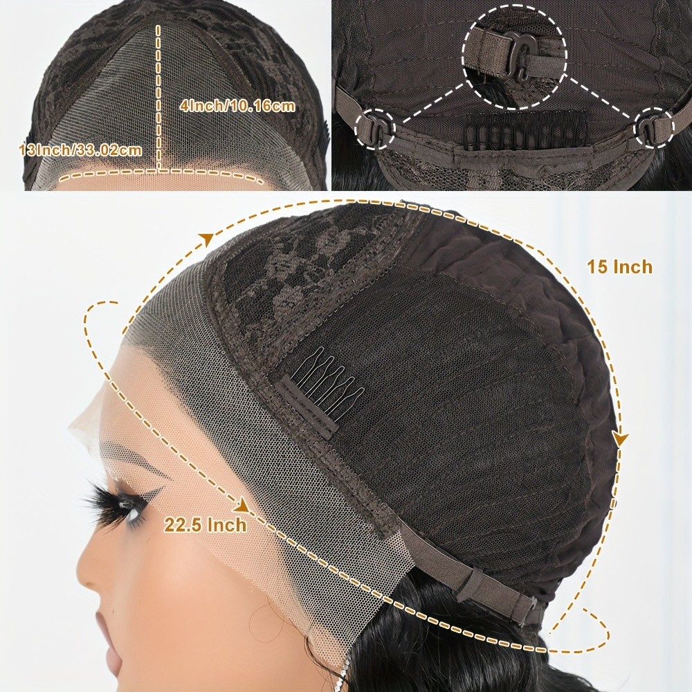 Long Black Deep Wave Lace Front Wigs 13x4 Free Part Pre Plucked Natural Hairline