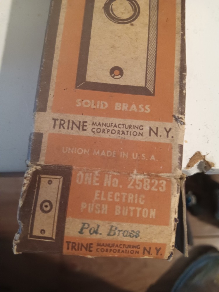 Vintage Trine Solid Brass Electric Doorbell Button