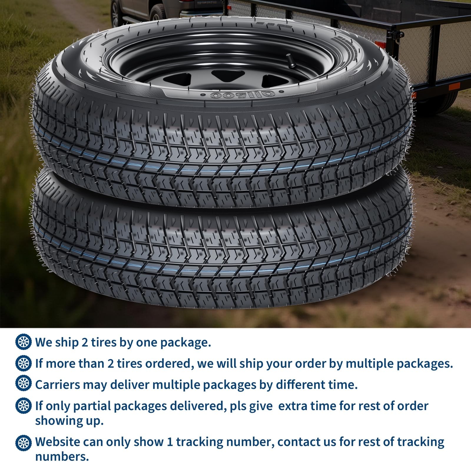 205/75D14 Trailer Tires with 14 Rims 5 Lug 4.5 Bolt Pattern Utility Boat Camper