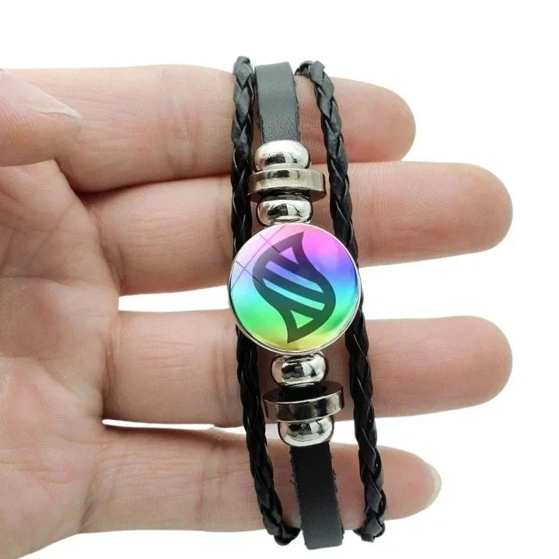 Pokemon Mega Evolution Stone Charm Adjustable Leather Bangle Bracelet