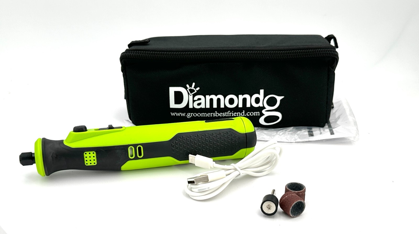 Diamondg Cordless Nail Grinder for All Dog Breeds, Storage Bag + 2 Grinding Tips