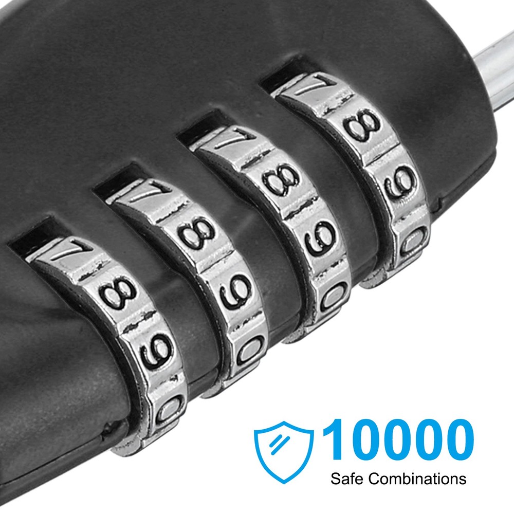 Combination Lock, 2Pcs 4 Digit Outdoor Padlock Waterproof Locker Locks, Black