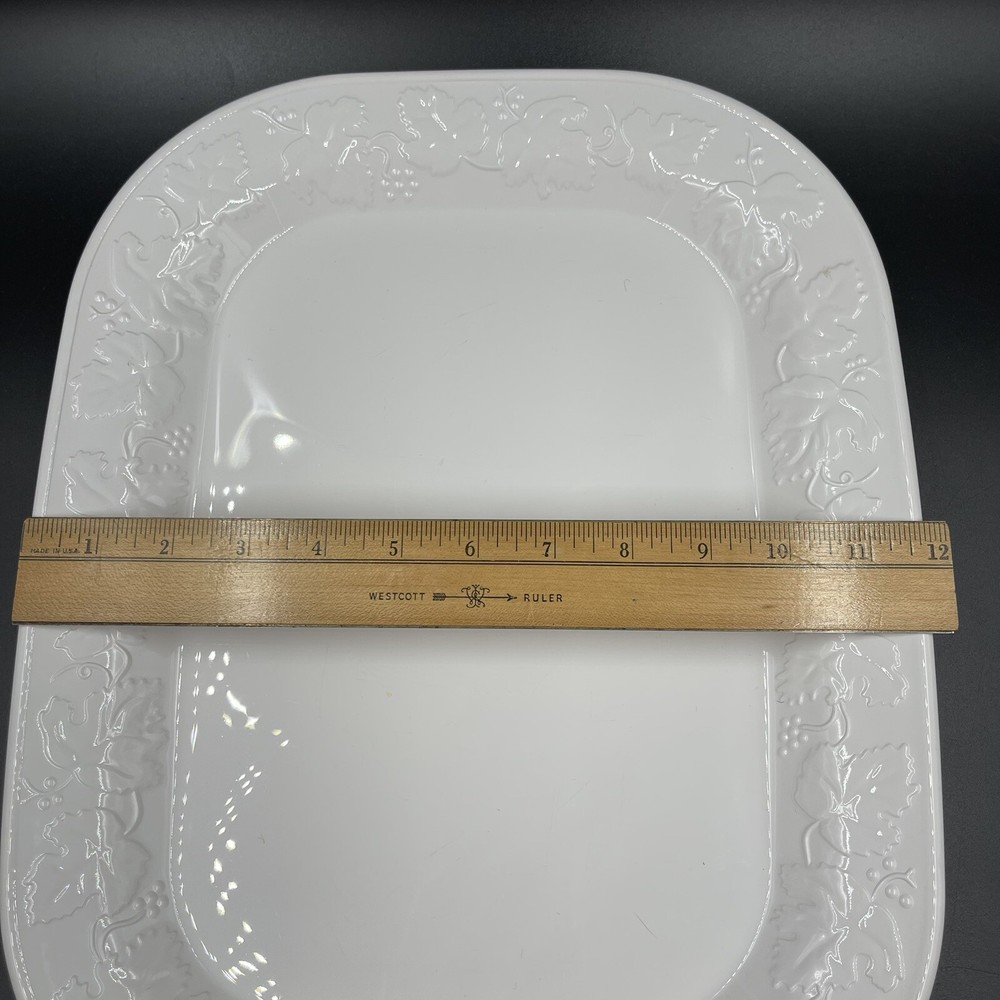 Corning White Vineyard Platter Casual Elegance Bake Broil H15 Serving Tray EUC