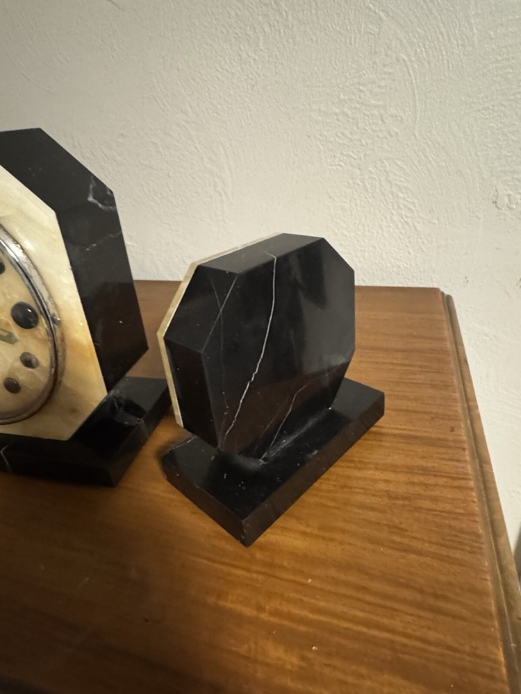 Art Deco Clock w/ Matching Bookends