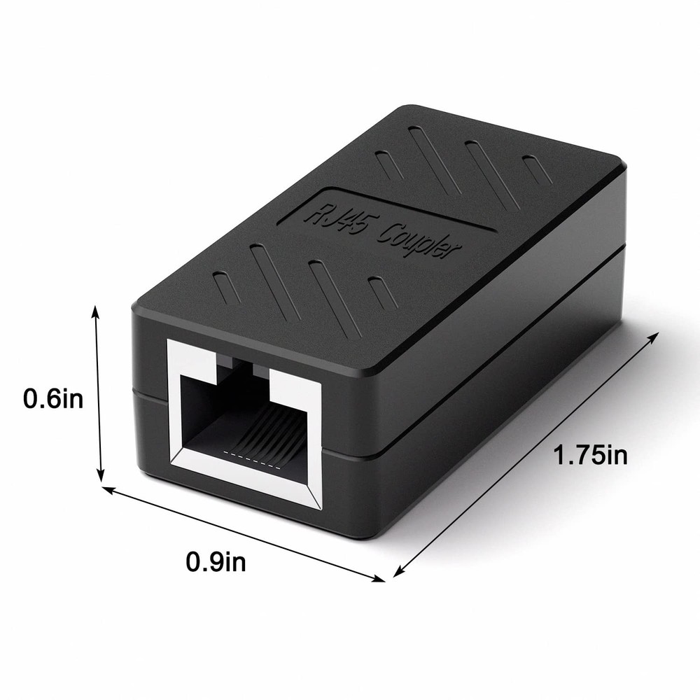 RJ45 Inline Coupler,RJ45 Coupler, Network Coupler Black 6 pcs