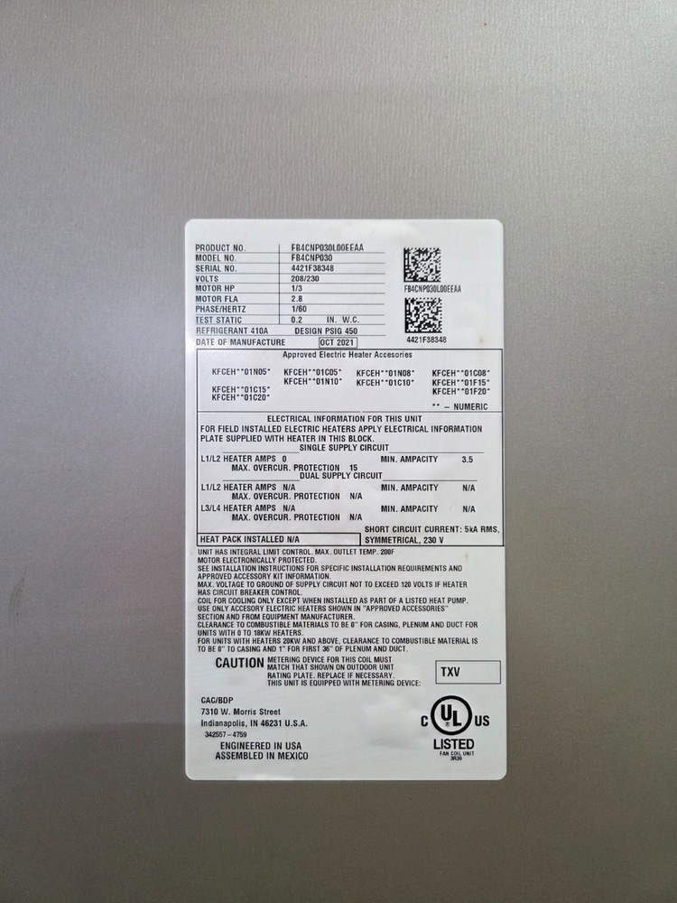 Carrier / FB4CNP030 / 208-230V / Air Handler