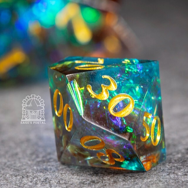 Sage's Crystals - Manaflow Sharp Edge Resin Polyhedral Dice Set DnD RPG
