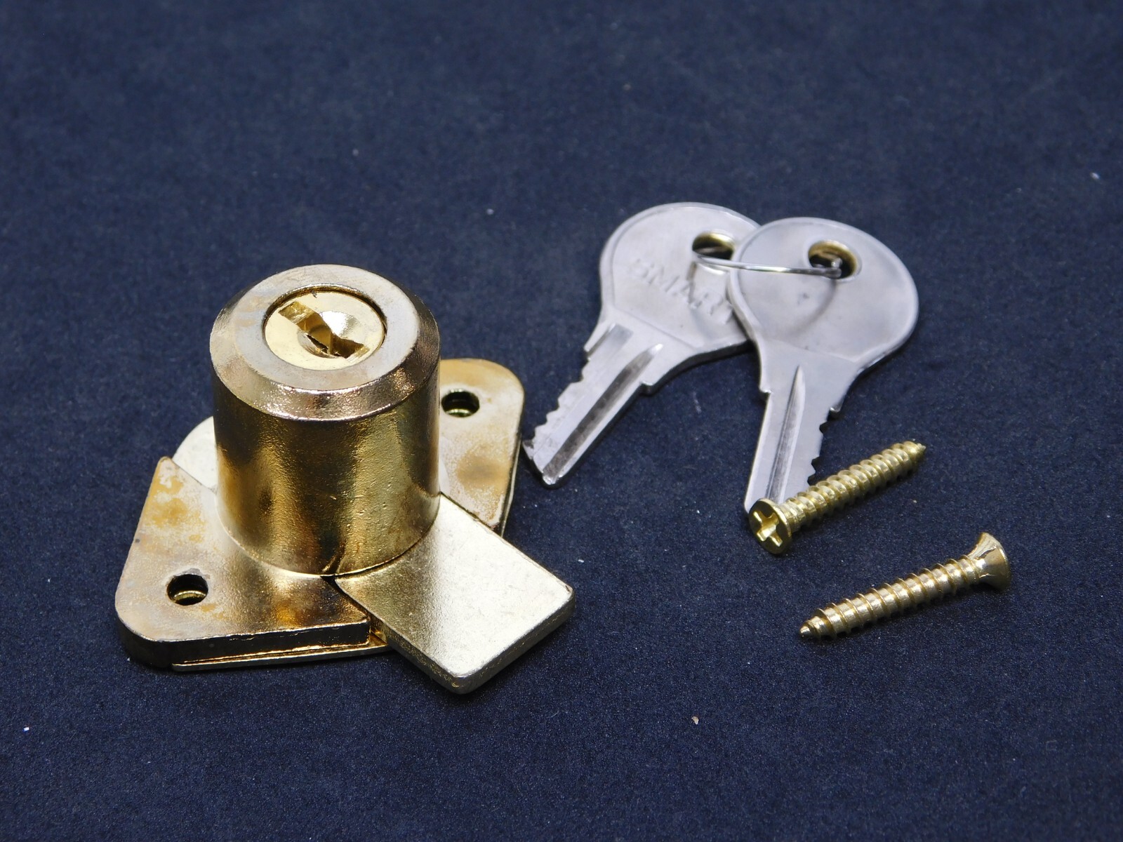 DESK OFFICE DRAWER CABINET LOCK BRASS 7/8"DIA x7/8"L Cylinder Keyed Different HN