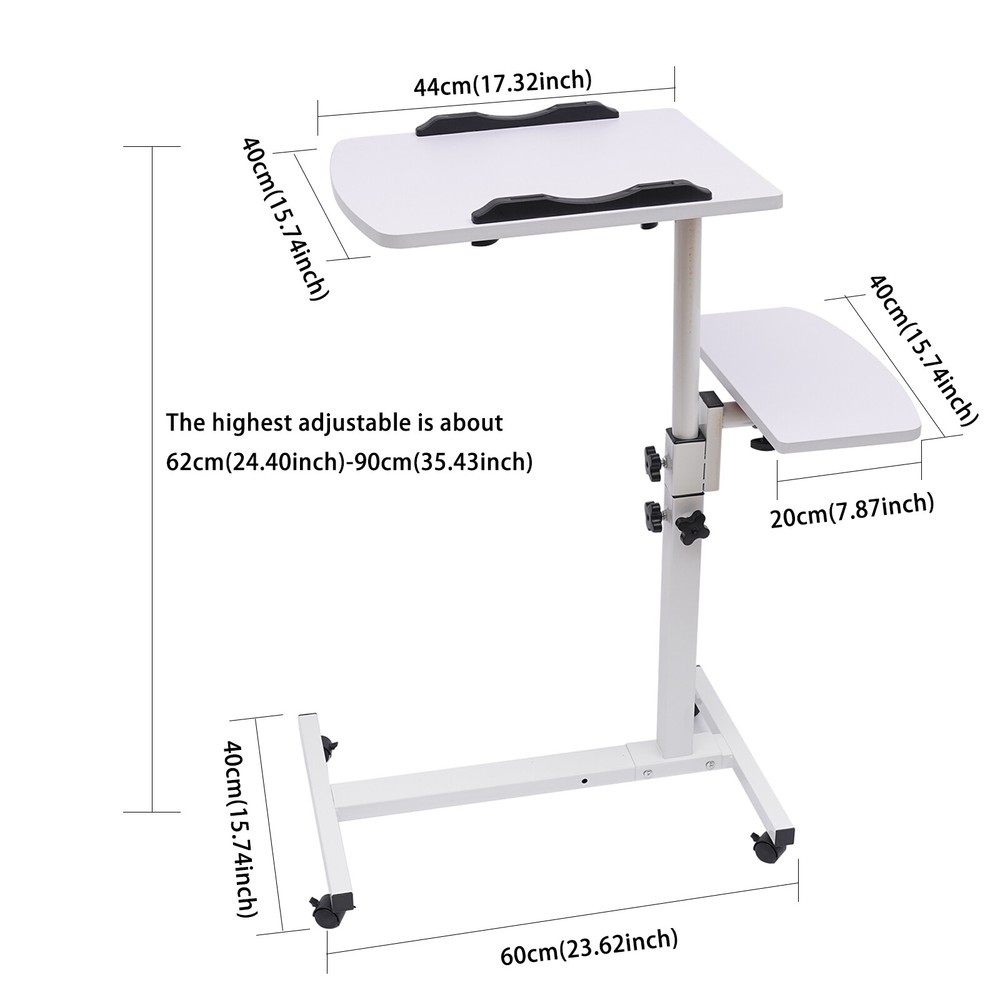 Over Bed Table Mobile Rolling Laptop Stand Computer Bedside Table Adjustable New