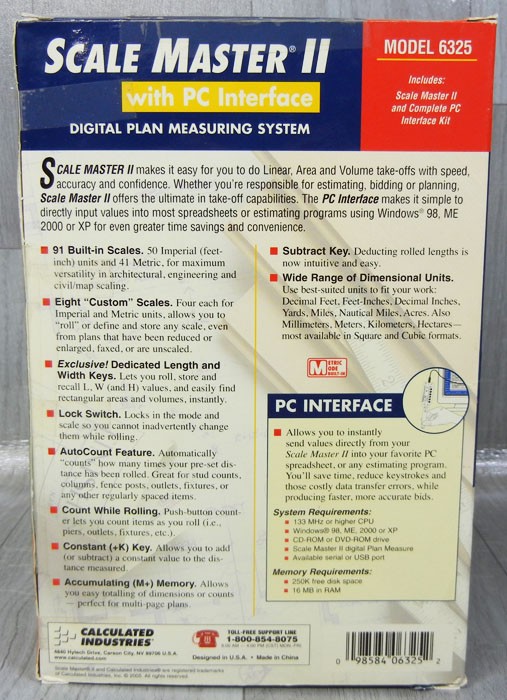 Scale Master II Digital Plan Measuring System w/PC interface, CD, Cables 6325