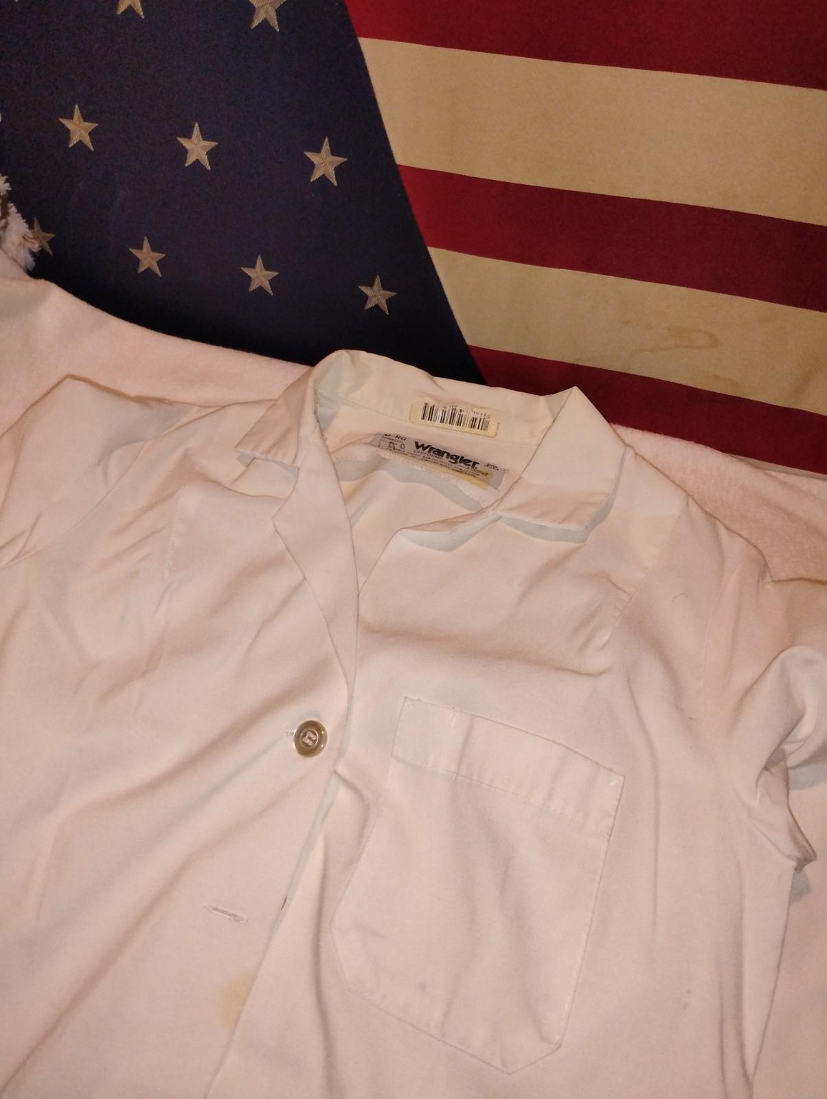 VINTAGE HOSPITAL UNIFORM SHIRT WRANGLER PSYCH WARD MOVIE PROP HOLLOWEEN COSTUME