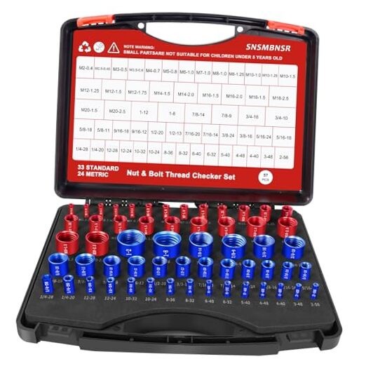 57Pcs Thread Checker, Nut and Bolt Thread 57 Gauges - 33 Inch & 24 Metric