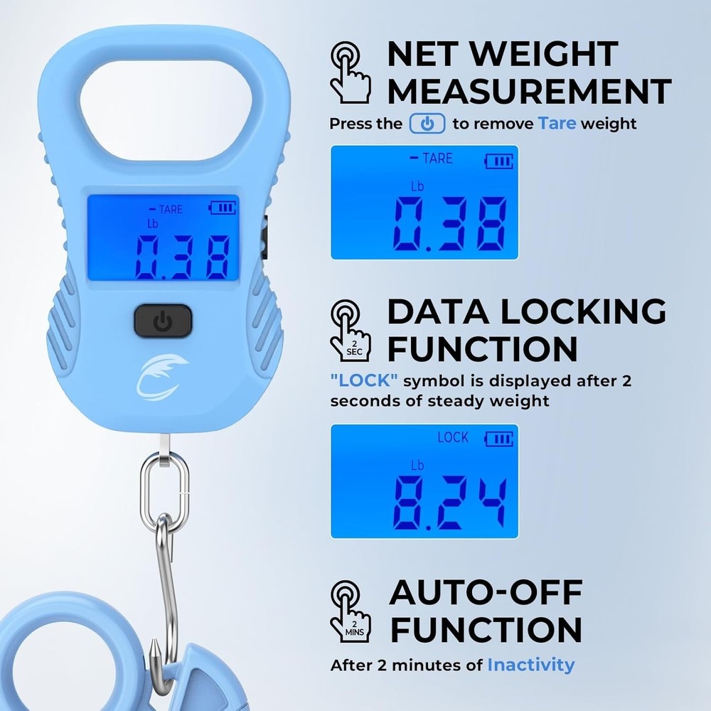 Durable Lightweight Fish Scale with Rechargeable USB & High Precision Readout
