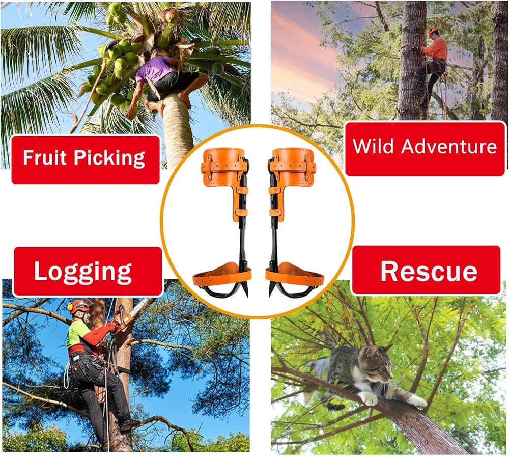 Tree Climbing Spikes Set,Tree Climbing Gear with Professional Adjustable Climbin