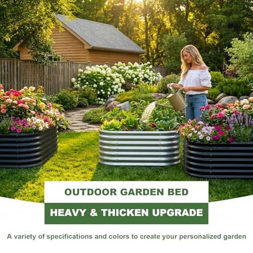 AHEONLAR 2 Pack 4×2×2ft Galvanized Raised Garden Beds 4x2x2ft (2Pack) Silver