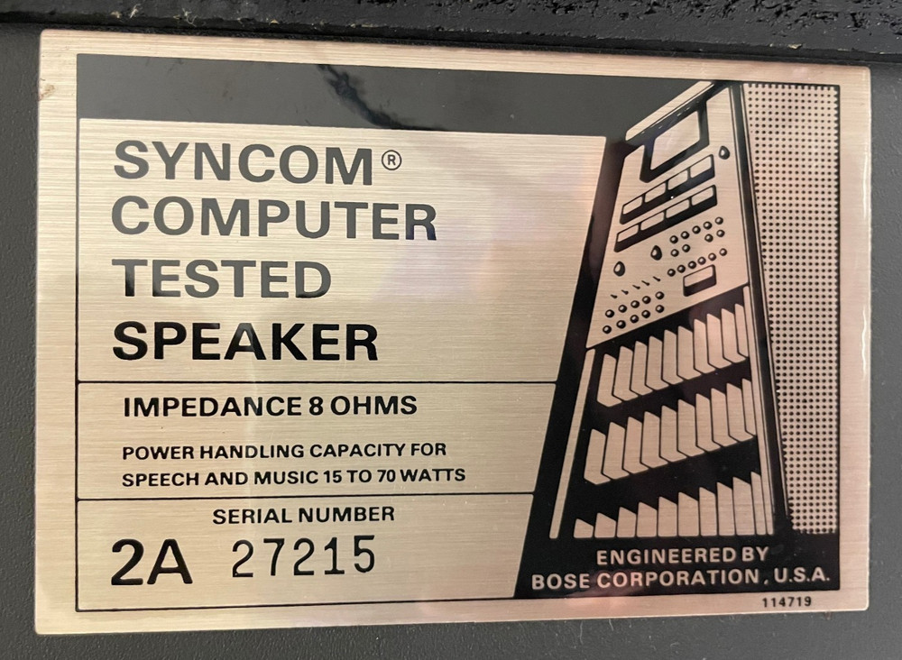 Bose SynCom Speaker 2A Speaker 8 Ohm 8x11x18" - Tested