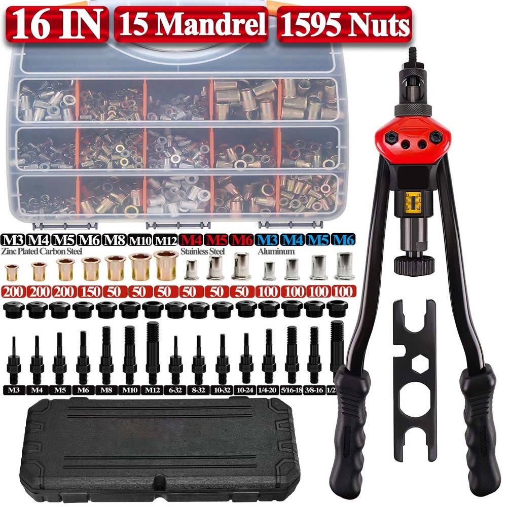 16" inch Rivet Gun Rivnut Thread Setting Tool Nut Setter NutSert Metric Riveting