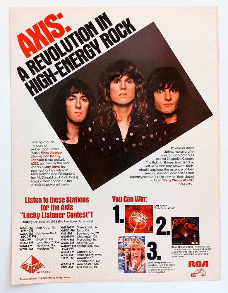 AXIS~IT'S A CIRCUS WORLD~1978 ALBUM & US TOUR PROMO~PRINT AD ADVERT POSTER PINUP
