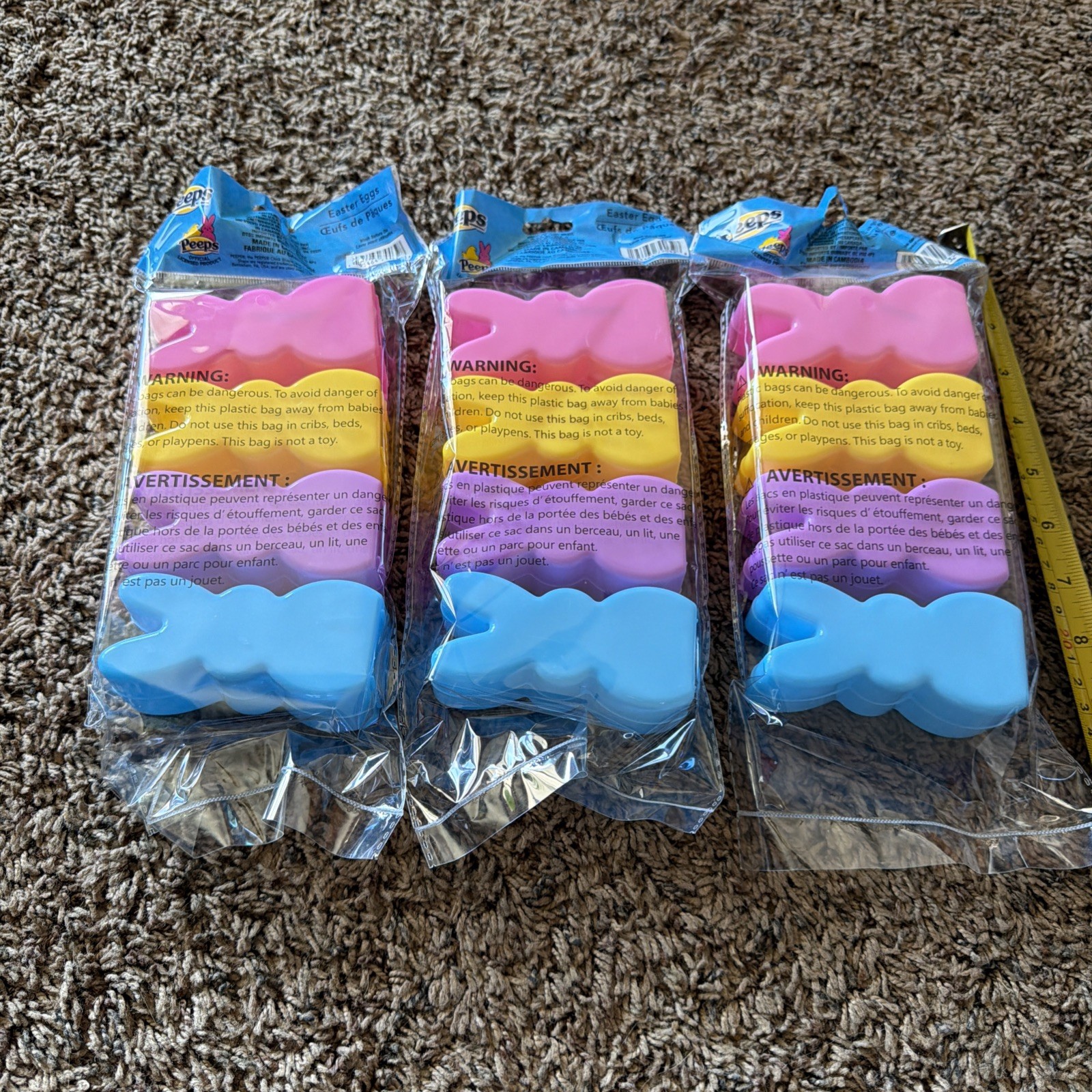 3 PACKS Peeps Bunny-Shaped Easter Eggs Or Candy Container Set Of 12 Total