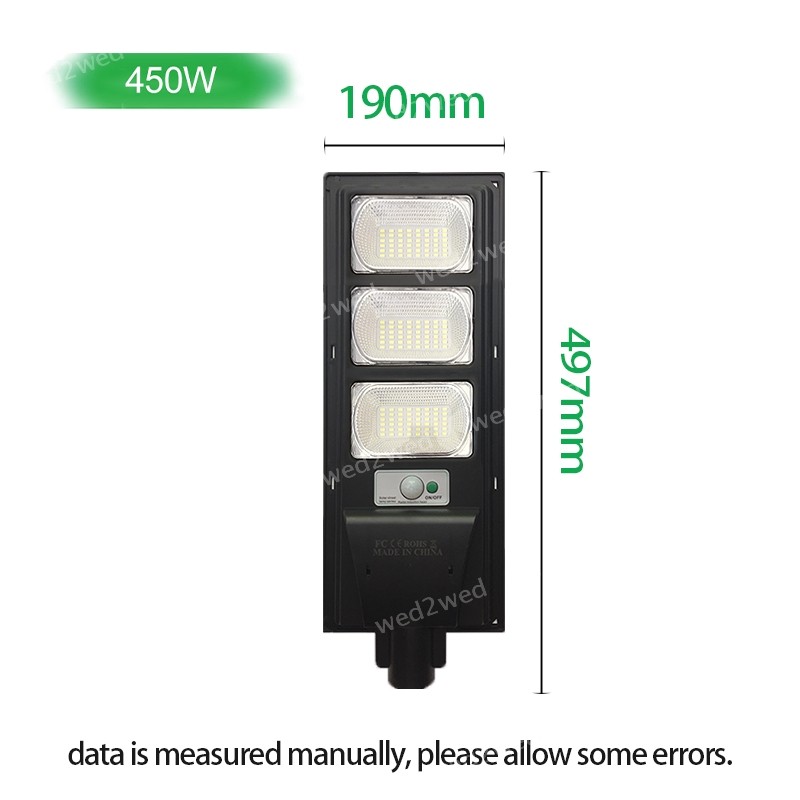 Solar Sensor Street Lamp 450W Outside Path Security Energy Saving Timer IP65