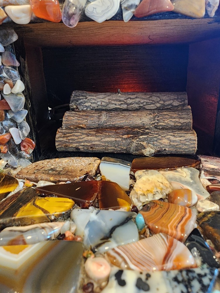 Gorgeous Agate Covered Mini Fireplace And Mantle