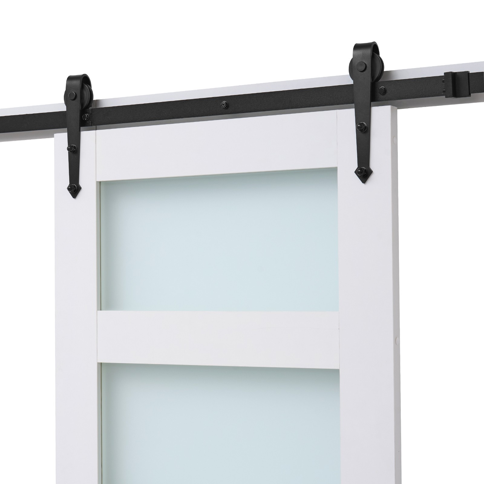 Uimoso Sliding Barn Door with Hardware Kit 30 x 84 in, MDF Panel & Frosted Glass