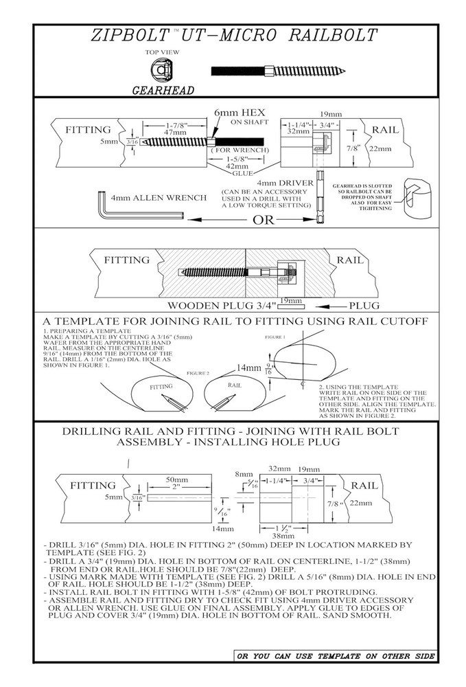 Zipbolt Micro Railbolt Handrail Connector 1 Pack