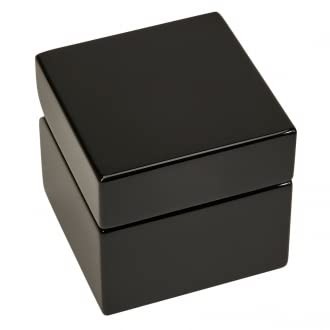 Black Square Wood Box with Clock & Compass