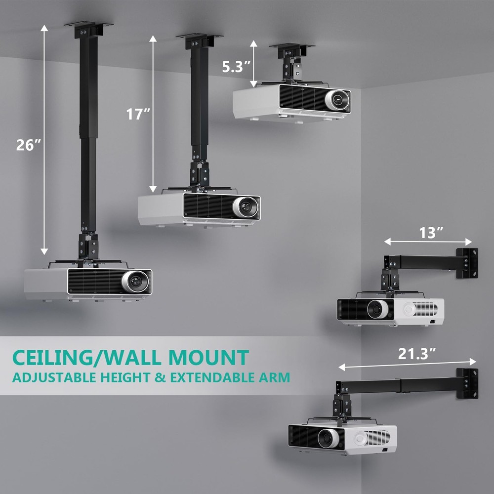 Projector Ceiling Or Wall Mount Universal Height Adjustable Holder PM-003-B