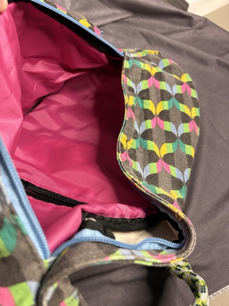 KAVU Rope Sling Bag Crossbody Backpack Multicolor Geometric Pattern