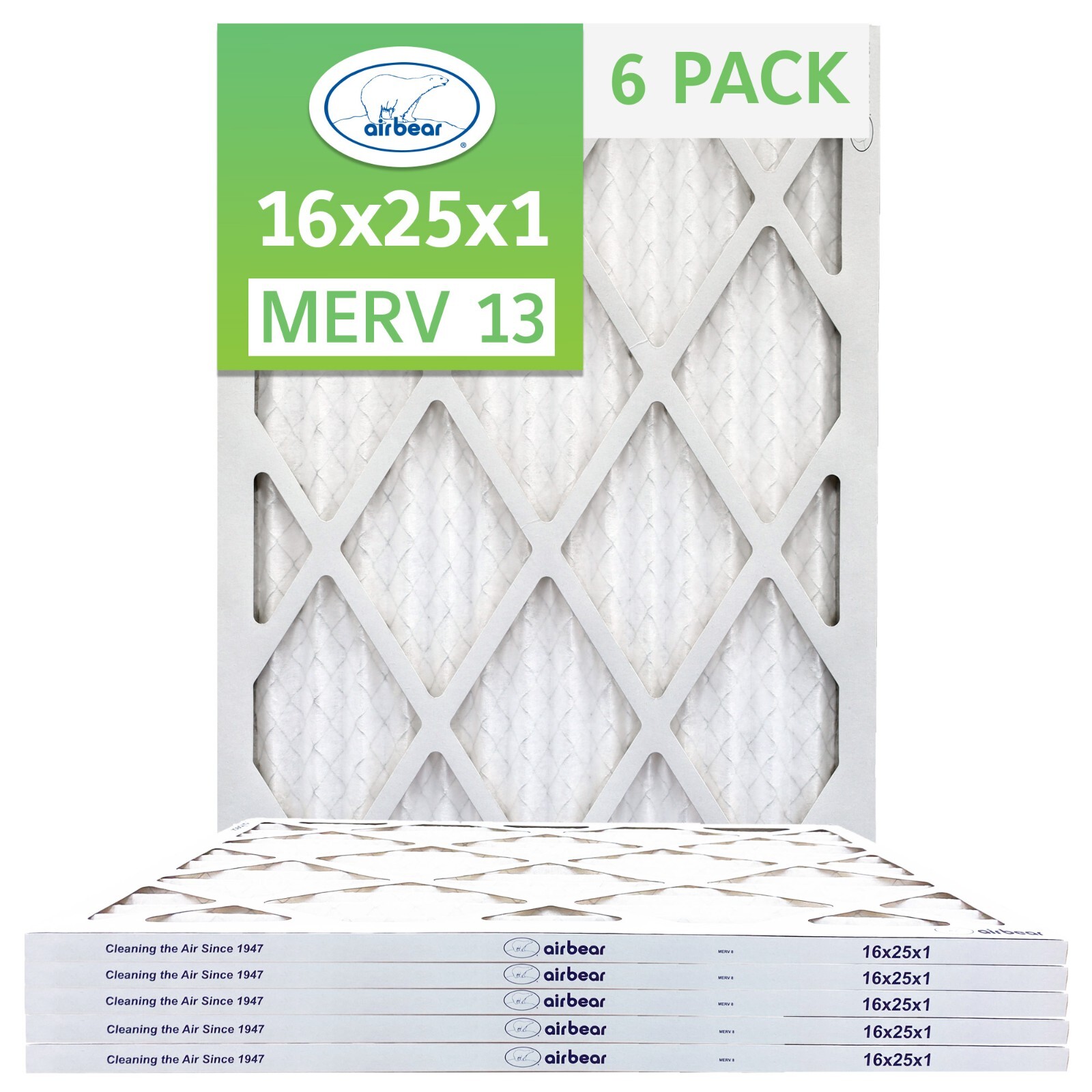 Trion T13-16251-6P - 16" x 25" x 1" Pleated Air Filter (6-Pack), MERV 13