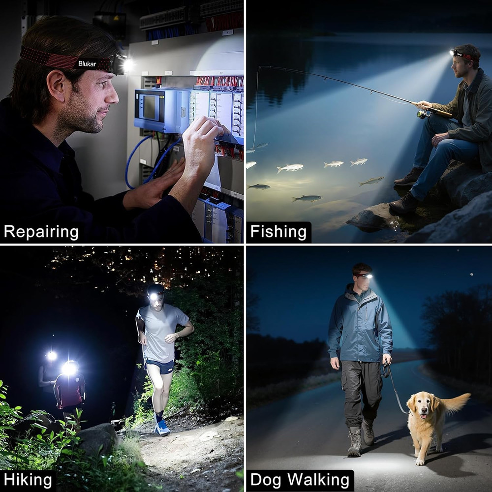 LED Headlamp Rechargeable,2000L Super Bright Headlight with Motion Sensor -Dimma