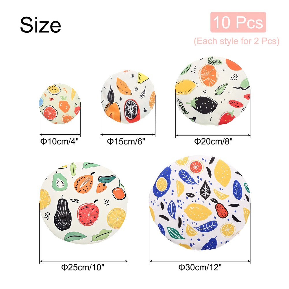 10pcs Washable Bowl Covers for Bread Proofing 5size Yellow/Blue Fruit Type